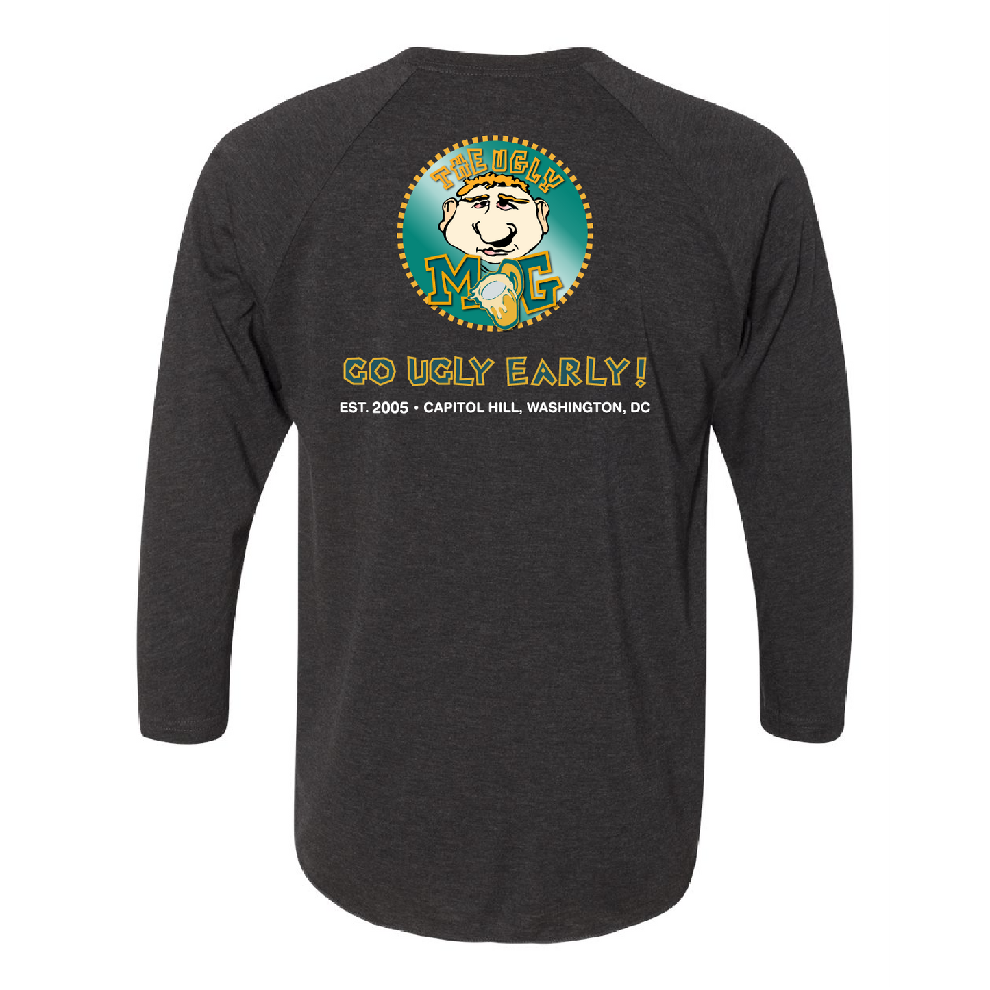 The Ugly Mug Unisex Tri-Blend 3/4-Sleeve Raglan Tee