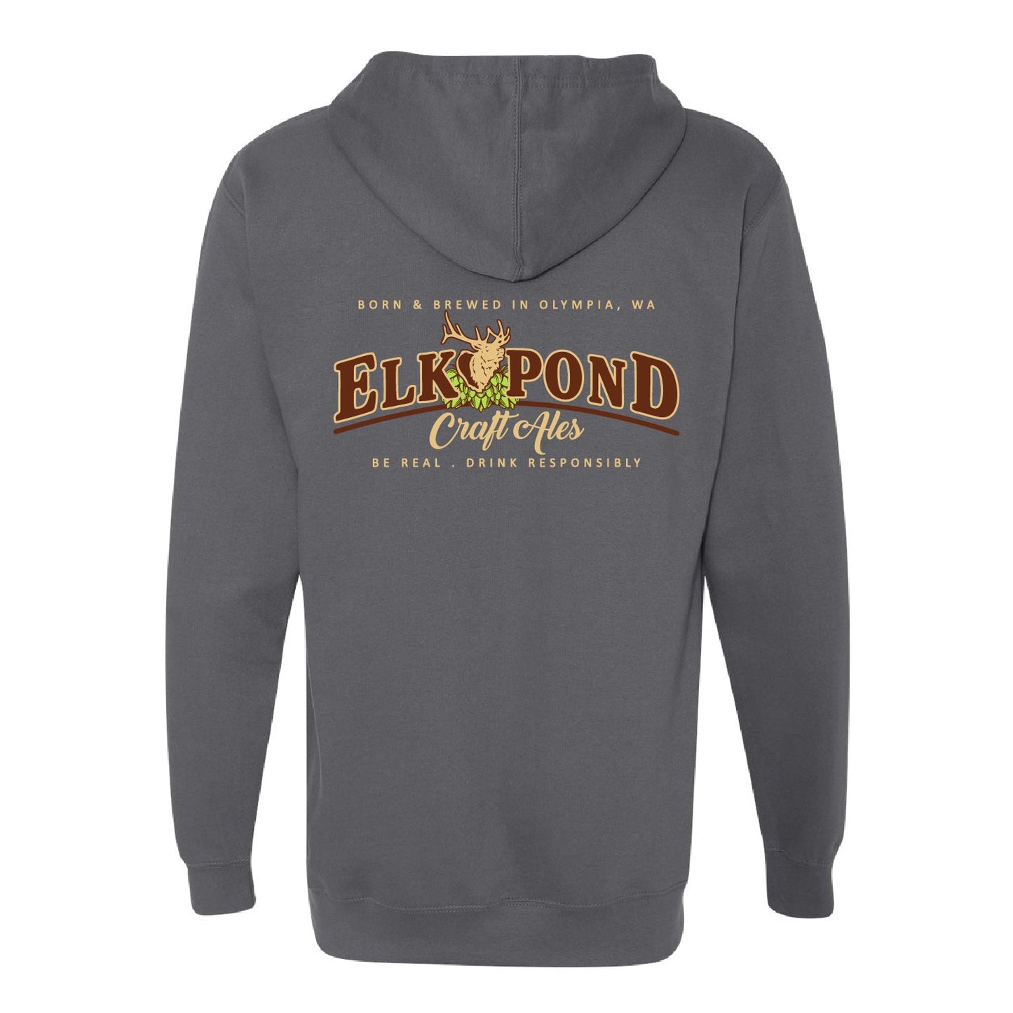 Elk Pond Craft Ales Unisex Midweight Hooded Sweatshirt (Full Back)